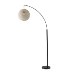 Adesso Havana Arc Lamp, 76-1/2inH, Cream Shade/Bronze Base