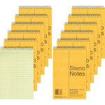 Rediform Steno Notebooks - 80 Sheets - Wire Bound - Gregg Ruled Margin - 16 lb Basis Weight - 6in x 9in - Green Paper - BrownBoard Cover - Hard Cover, Rigid - 12 / Pack