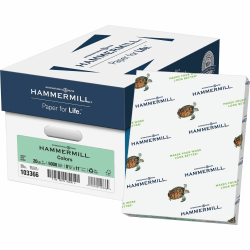 Hammermill Colors Recycled Copy Paper, Green, Letter (8.5in x 11in), 5000 Sheets Per Case, 20 Lb