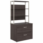 Bush Business Furniture Hybrid 35-11/16inW x 23-3/8inD Lateral 2-Drawer File Cabinet With Shelves, Storm Gray, Standard Delivery