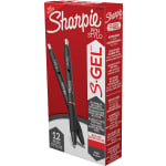 Sharpie S Gel Pens, Fine Point, 0.5 mm, Black/Red Barrel, Red Ink, Pack Of 12 Pens