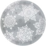 Amscan Christmas Shining Season Paper Plates, 7in, Silver/White, 60 Plates Per Pack, Set Of 2 Packs