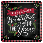 Amscan Christmas Most Wonderful Time Paper Plates, 7in, Multicolor, 18 Plates Per Pack, Set Of 3 Packs