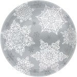 Amscan Christmas Shining Season Paper Plates, 9in, Silver/White Snowflakes, 60 Plates Per Pack, Set Of 2 Packs