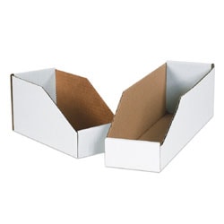 Partners Brand Open Top Bin Boxes, 2in x 12in x 4 1/2in, White, Case Of 50