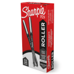 Sharpie Roller Pens, Arrow Point, 0.7 mm, Black Barrel, Black Ink, Pack Of 12 Pens