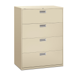 HON Brigade 600 42inW x 19-1/4inD Lateral 4-Drawer File Cabinet, Putty