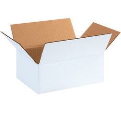 Partners Brand White Corrugated Boxes, 11 3/4in x 8 3/4in x 4 3/4in, Pack Of 25