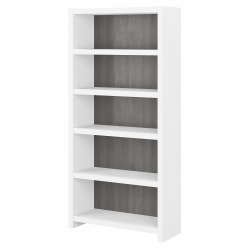 Bush Business Furniture Echo 66inH 5-Shelf Bookcase, Pure White/Modern Gray, Standard Delivery