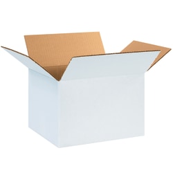 Partners Brand White Corrugated Boxes, 12in x 10in x 8in, Pack Of 25