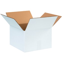 Partners Brand White Corrugated Boxes, 12in x 12in x 8in, Pack Of 25