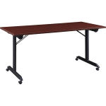 Lorell Mobile Folding Training Table, 29-1/2inH x 63inW x 23-5/8inD, Black/Mahogany