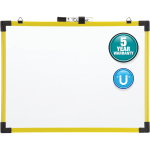 Quartet Industrial Magnetic Dry-Erase Whiteboard, 72in x 48in, Plastic Frame With Yellow Finish