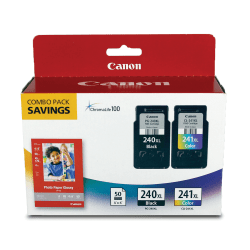 Canon PG-240XL/CL-241XL/PP-201 ChromaLife 100 High-Yield Black And Tri-Color Ink Cartridges And Paper, Pack Of 2, 5206B005