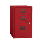 Bisley 14-13/16inD Vertical 3-Drawer Under-Desk File Cabinet, Red