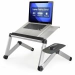 WorkEZ Cool adjustable laptop stand & lap desk silver with 2 fans, 3 USB ports, mouse pad - Raise, tilt, and cool laptops with this universal adjustable laptop stand with mouse pad. Perfect laptop riser for the desk, couch, and bed.