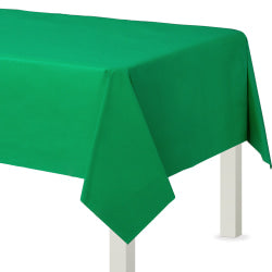 Amscan Flannel-Backed Vinyl Table Covers, 54in x 108in, Festive Green, Set Of 2 Covers