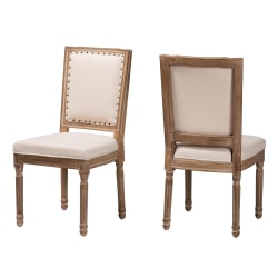 Baxton Studio Louis Rattan Dining Chairs, Beige/Antique Brown, Set Of 2 Chairs