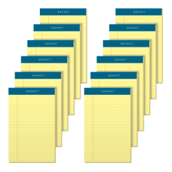 TOPS Docket Writing Pads, 5in x 8in, Legal Ruled, 50 Sheets, Canary, Pack Of 12 Pads