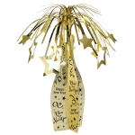 Amscan New Years Champagne Bottle Centerpieces, 19in x 7in, Gold, 1 Centerpiece Per Pack, Case Of 4 Packs