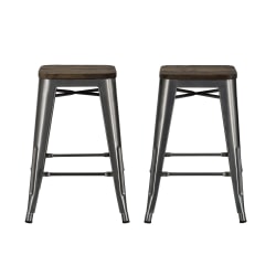 National Public Seating Hardboard Stools With Backs, 24inH, Gray, Set of 4