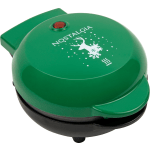 Nostalgia MyMini Personal Electric Waffle Maker, 3-3/4inH x 6-1/2inW x 5-1/4inD, Green Reindeer