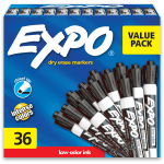 EXPO Chisel-Tip Dry-Erase Markers, Black, Pack Of 36