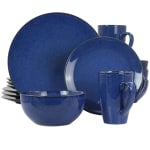 Gibson Elite Lisbon 16-Piece Stoneware Dinnerware Set, Cobalt