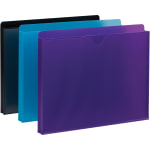 Smead Straight Tab Cut Letter File Jacket - 8 1/2in x 11in - 1in Expansion - Purple, Teal, Black - 6 / Pack