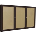 Ghent Enclosed Vinyl Bulletin Board, 48in x 72in, Caramel, Bronze Aluminum Frame