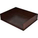 Victor Heritage Wood Stacking Letter Tray - 1 Compartment(s) - 3.1in Height x 13.2in Width x 10.6in Depth - Desktop - Natural - Faux Leather, Wood - 1 Each