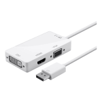 Monoprice DisplayPort 1.2a to 4K HDMI, Dual Link DVI, and VGA Passive Adapter - External video adapter - DisplayPort - DisplayPort - DVI, HDMI, VGA - white