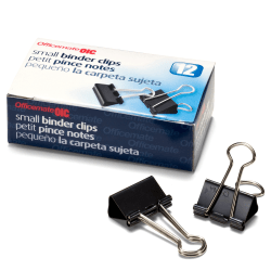 OIC Binder Clips, Small, 3/4in, Black, Box Of 12