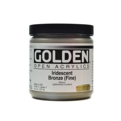 Golden OPEN Acrylic Paint, 8 Oz Jar, Iridescent Bright Gold (Fine)