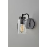 Adesso Bristol Wall Lamp, 9inH x 5inW, Clear Shade/Black Base