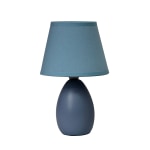 Simple Designs Mini Egg Oval Ceramic Blue Table Lamp