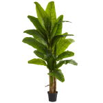 Nearly Natural Banana 90inH Artificial Tree With Pot, 90inH x 12inW x 12inD, Green