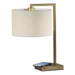 Adesso Austin AdessoCharge Table Lamp, 21-1/4inH, White Shade/Brass Base