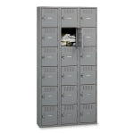 Tennsco Six-Tier Box Locker, 3-Wide, 72inH x 36inW x 18inD, Medium Gray