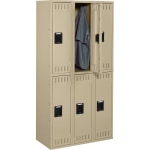 Tennsco Double-Tier Locker, 3 Wide, 72inH x 36inW x 18inD, Sand