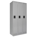 Tennsco Single-Tier Locker, 3-Wide, 72inH x 36inW x 18inD, Medium Gray