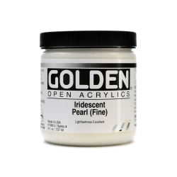 Golden OPEN Acrylic Paint, 8 Oz Jar, Iridescent Gold (Fine)