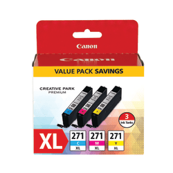 Canon CLI-271XL High-Yield Cyan, Magenta, Yellow Ink Tanks, Pack Of 3, 0337C005