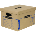 Bankers Box SmoothMove Classic Moving & Storage Boxes, Small, 10in x 12in x 15in, Kraft/Blue, Carton Of 20