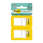 Post-it Flags, 1in x 1 -11/16in, White, 50 Flags Per Pad, Pack Of 2 Pads