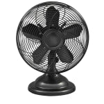 Optimus 12in Adjustable Oscillating Antique-Style Table Fan, 15in x 13in, Black