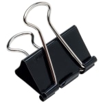 Binder Clips, 1 1/4in, 5/8in Capacity, Black/Silver, Box Of 12 (AbilityOne 7510-00-223-6807)