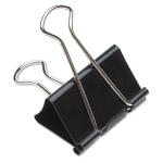 SKILCRAFT Binder Clips, 1in, Black/Silver, Box Of 12 (AbilityOne 7510-00-285-5995)