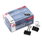 Binder Clips, 1/4in, Black/Silver, Box Of 12 (AbilityOne 7510-00-282-8201)