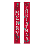 Amscan 671212 Traditional Christmas Hanging Flags, 13-1/2in x 72in, Red, Set Of 2 Flags